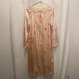 Vintage Nylon Floral Lace Trim Robe - L